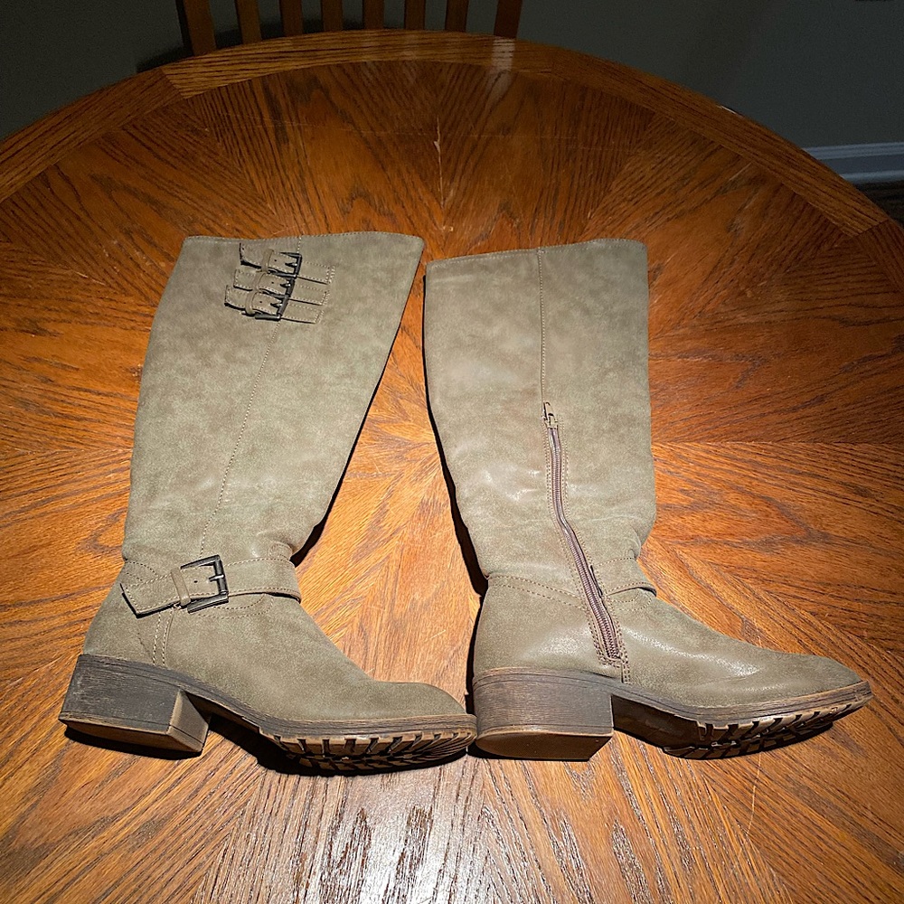 Sand/ nude half zipper, knee high Madden Girl boots